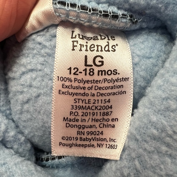 Luvable Friends hook & loop closure slipper socks with grippies -BLUE -12/18mo - Picture 5 of 9